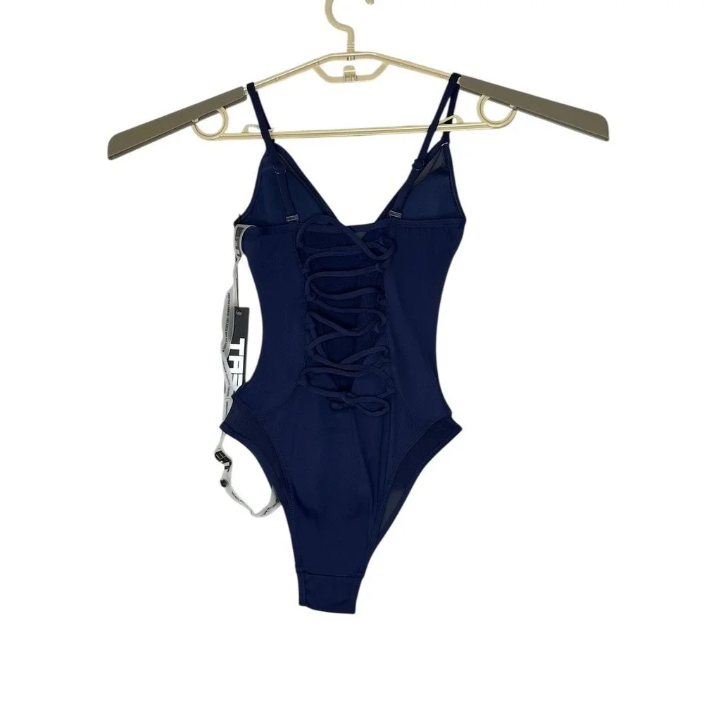 NWT TA3 Swim Mesh One Piece Swimsuit‎ XXS Reg/Long Shaping Midnight Blue